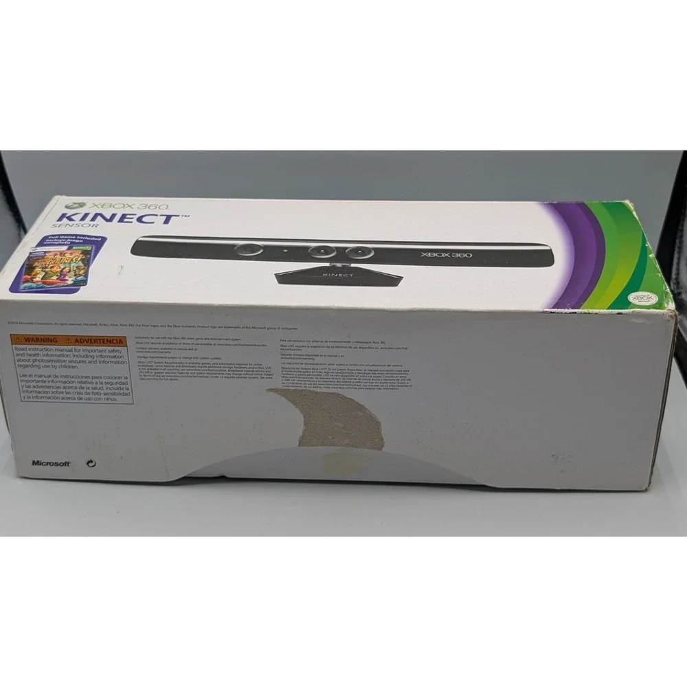 Microsoft XBOX 360 Kinect Sensor Bar with Original Box & Game